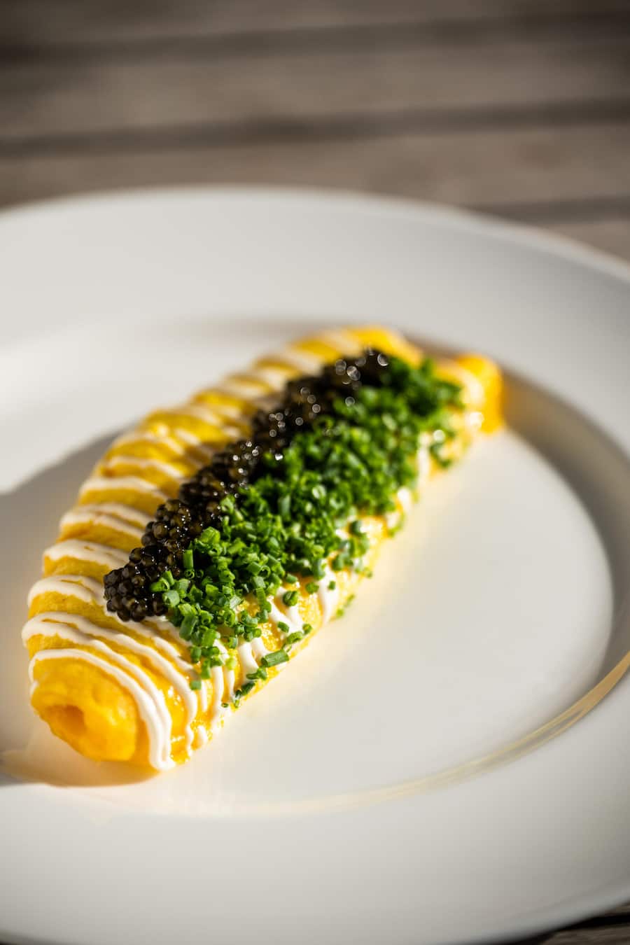 Heiko Nieder, Frühstück im The Dolder Grand, Hotel des Jahres 2024 Gericht: Omelette, Creme fraiche, Schnittlauch mit Oscietra Kaviar